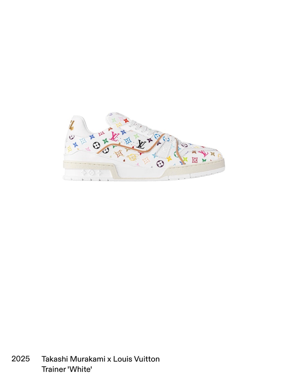 Louis Vuitton White Kids Trainer with Multicolor Monogram